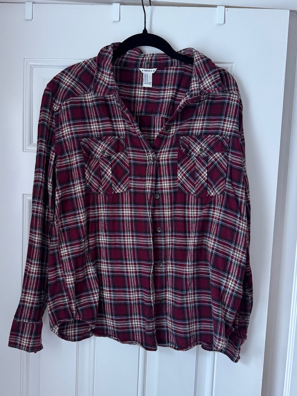 Forever 21 Burgundy Plaid Button-Down Shirt